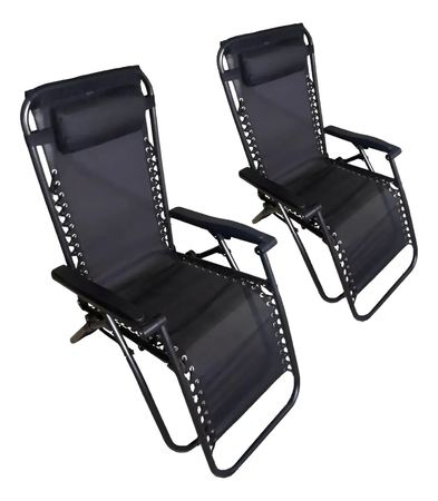 2 Reposeras Jardin Gravedad Zero Negro Hierro Coversol Cts