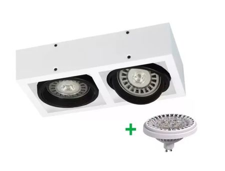 Plafon Ar111 Box 2 Luces Gu10 Blanco Frio