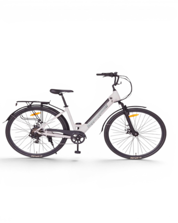 Bicicleta Electrica Nippongame Hyper U - Talle Unico - Blanco - 7vel - Cuadro de aluminio bateria integrada - Frenos a discos mecanicos - Rodado 28"