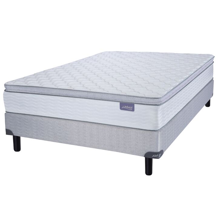 Colchon y Sommier Inducol April 2 Plazas y Media 140x190 Resortes Bonnell y Pillow Top Blanco - Vista 2
