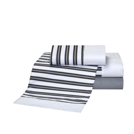 Juego de Sabanas Danubio 144 hilos 1 plaza y media Stripes Black Queen