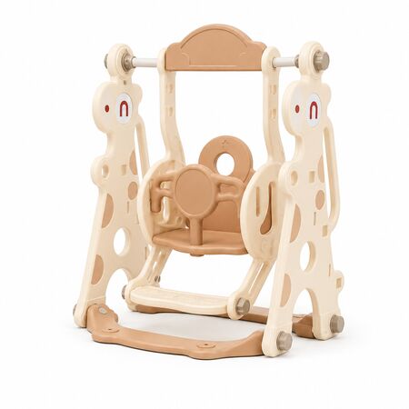 Hamaca Columpio Infantil Jirafa Con Volante Y Apoyapiés Beige