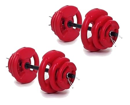Set Mancuernas con topes 34 Kg en Discos con Manija