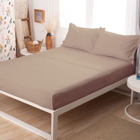 Juego de Sabanas Casablanca Lisa 2 1|2 plazas Plata Lino Claro