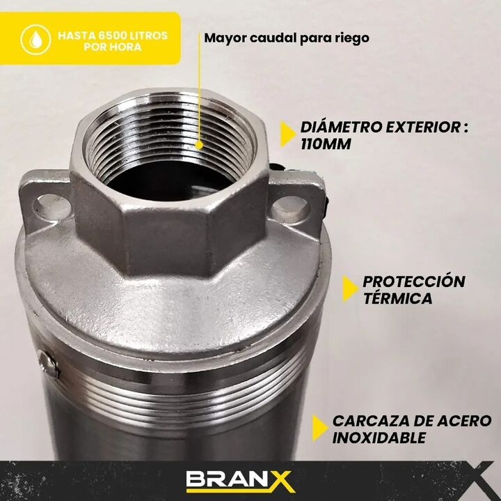 Bomba Sumergible Branx Pozo 1.5 Hp 4pulgadas 6500l/h BSM4-14 con tablero - Vista 4