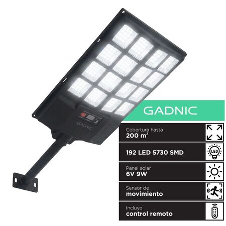 Reflector Solar Para Calles Gadnic Lámpara Luz 192 Led 5730 SMD 6V 9W