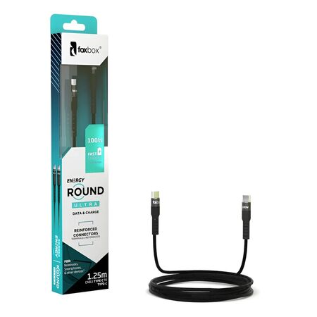 Cable Foxbox Round Ultra Type c 100w Negro