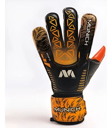 Guantes Arquero Munich Jota  Palma 4mm Junior Y Adultos Naranja/Negro 8