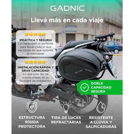 Bolso Doble Para Sillín de Moto Lateral Gadnic Impermeable 