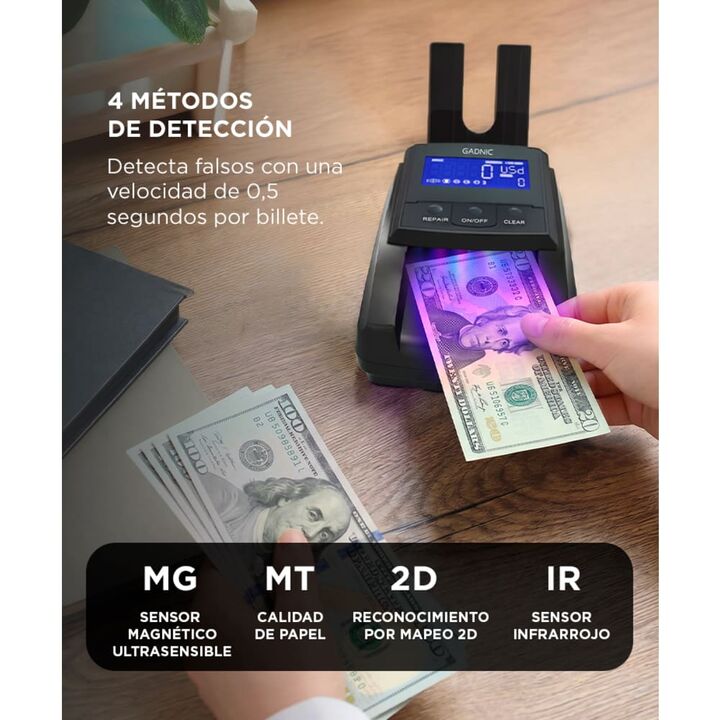 Detector De Billetes Falsos Gadnic Multimoneda Con Display Digital Conteo Automático - Vista 3