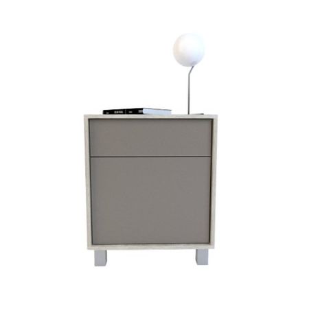 Mesa de Luz Juvenil DS Home 1 Cajon 1 Puerta Nevado Gris 52x63x36 cm