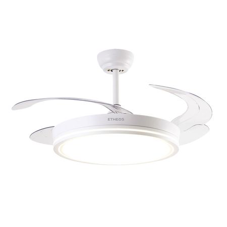 Ventilador De Techo Retráctil Etheos GVTI-VTRB Blanco Luz Led Control