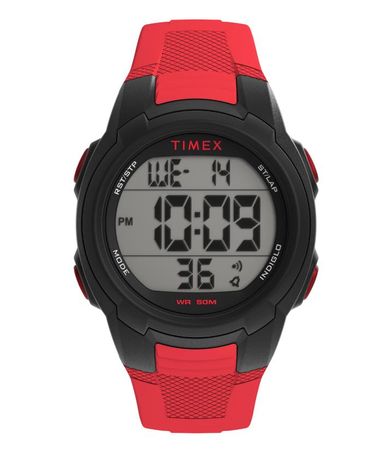 RELOJ DIGITAL TIMEX- TIMEX T100 ALL BLACK AND RED 40MM (TW5M58500) (RTX0616)