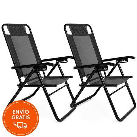 Combo x2 Reposera Sillon Plegable Descansar 5 Posiciones Aluminio 80040