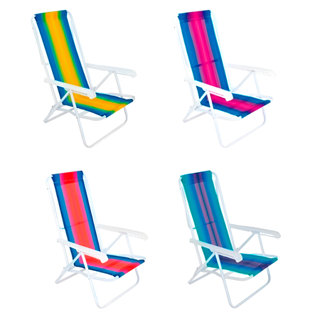 Combo X4 Sillas Plegable Acero 8 Posic. Mor Colores Surtidos