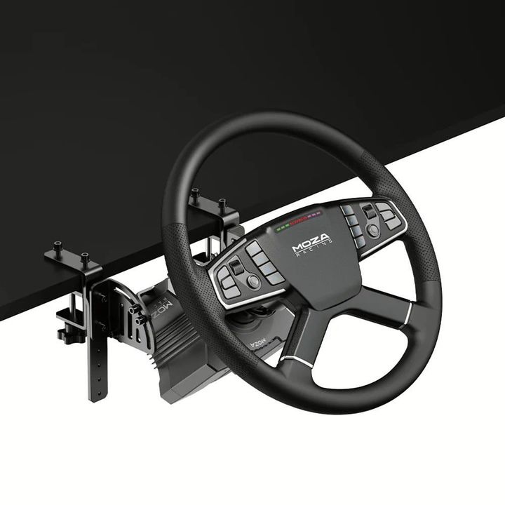 Kit de Sim Racing Moza R5 Trucking Bundle (Base + Volante TSW + Pedales SR-P Lite + Clamp) - Vista 3