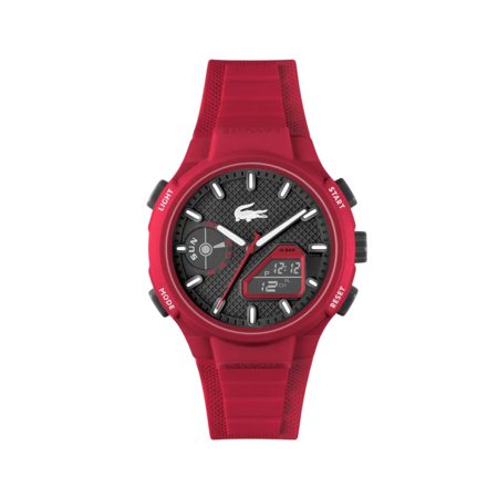 RELOJ ANALÓGICO DIGITAL LACOSTE - CORREA SILICONA ROJA , CAJA  ROJA (RLAC0017)