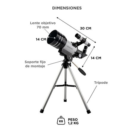Telescopio Reflector Gadnic 300x70 Fácil De Montar