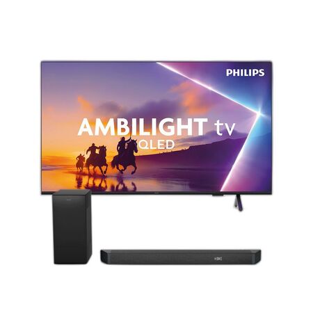 Combo Smart TV Philips 65" QLED 4K Ambilight + Barra Sonido 2.1 240W