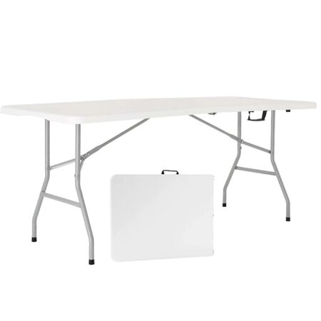 Mesa Plegable Multiuso Con Estructura De Acero 1.50 Mts Garden Life T404000 Blanco