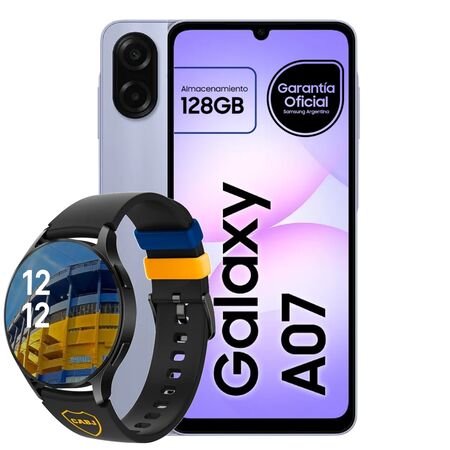 Celular Samsung Galaxy A07 128GB Violeta + Smartwatch Colmi Boca I28 Negro