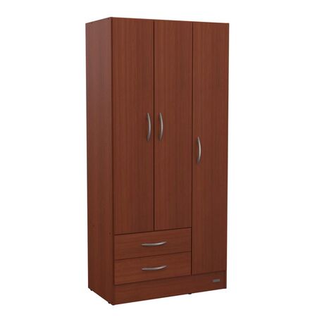 ROPERO PLACARD 3 PUERTAS MOSCONI EXPRESS 2 CAJONES 55982 COLOR CAOBA