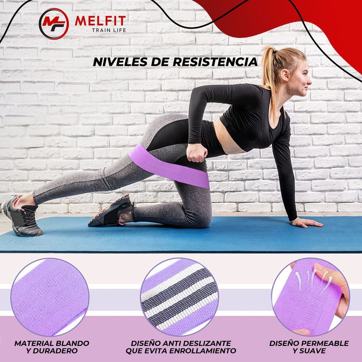 Banda Elástica De Resistencia Baja Melfit Entrenamiento Mf B3 Violeta - Vista 5