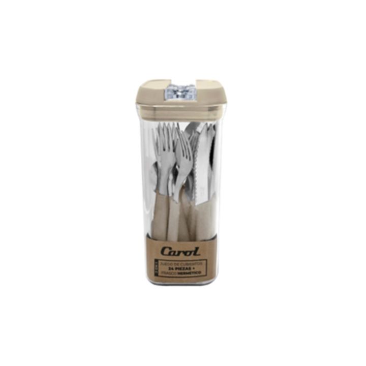 Juego De Cubiertos 24 Piezas En Frasco Hermético 14 Litros Beige Areia - Vista 1