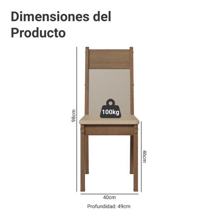 Set De 4 Sillas De Comedor Madesa 01 - Vista 3