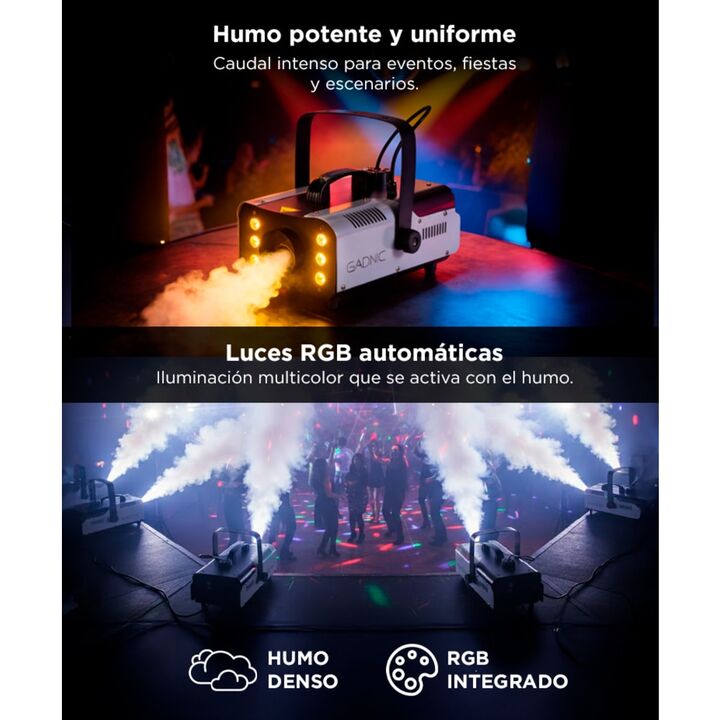 Máquina De Humo Gadnic 900W Inalámbrica RGB Control Remoto Portátil - Vista 3