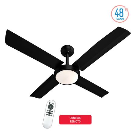 Ventilador de Techo Liliana VTHN704R 4 palas negro luz control 48"