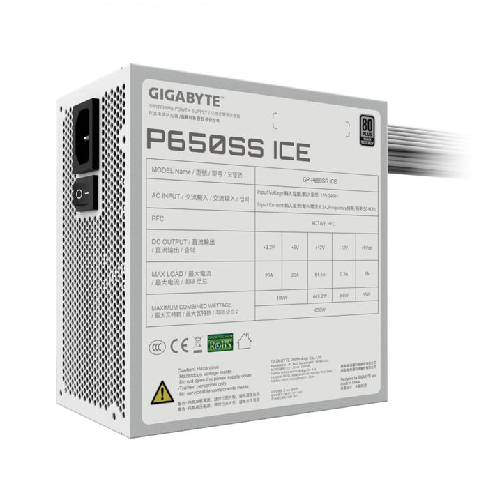 Fuente Gamer Gigabyte 650W Ice 80 Plus Silver ATX 3.0 White - Vista 6