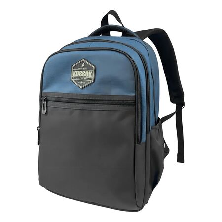 Mochila Kossok Champ Urbana Multiple Compartimentos Premium Negro y azul Liso