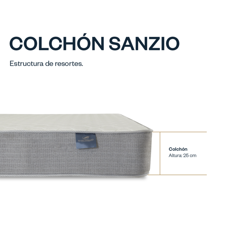 Colchón Sueño Dorado Sanzio Resorte 1 plaza y 1/2 90x190 cm - Vista 3