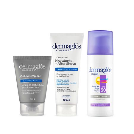 Set After Shave + Gel De Limpieza + Solar Dermaglos Hombre