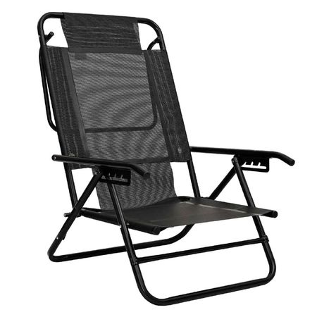 Reposera Playera Negra de Aluminio 5 Posiciones