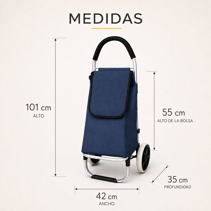 Carrito De Compras Plegable Con Estructura Reforzada Azul - Vista 2