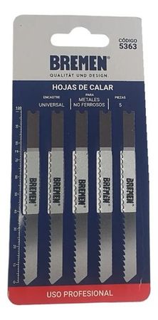 Hoja de Calar Bremen Encastre U Metal No Ferroso U127D 5 Piezas