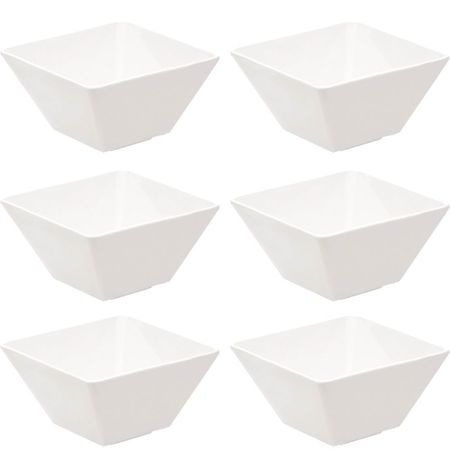 Set X6 Bowls 600cc Cuadrado Blanco