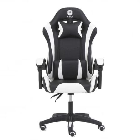 SILLON GAMER KANJI KJ-395 BW ERGONOMICO RECLINABLE 135 GRADOS NEGRO Y BLANCO