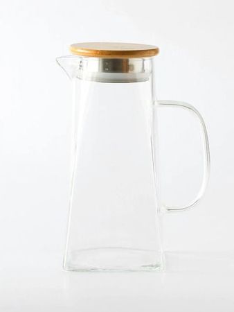 Jarra De Vidrio Piramide Blackly Con Tapa De Bambú 1350ml Transparente