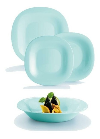 Set 18 Piezas Luminarc Carine Vajilla Platos Turquesa Claro Celeste