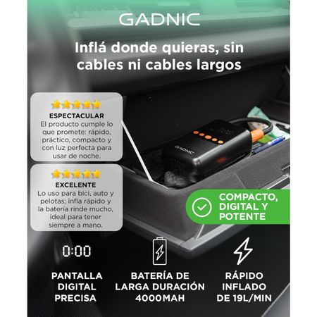 Inflador Inalámbrico Gadnic 12V 4000mAh Compacto