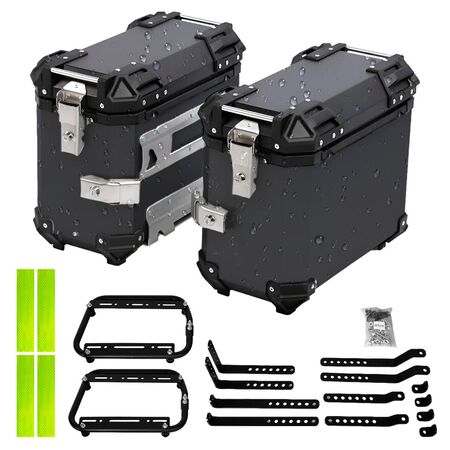 Kit x2 Baules Laterales Para Moto Vetra By Gadnic 38L Aluminio Equipaje Touring Universal