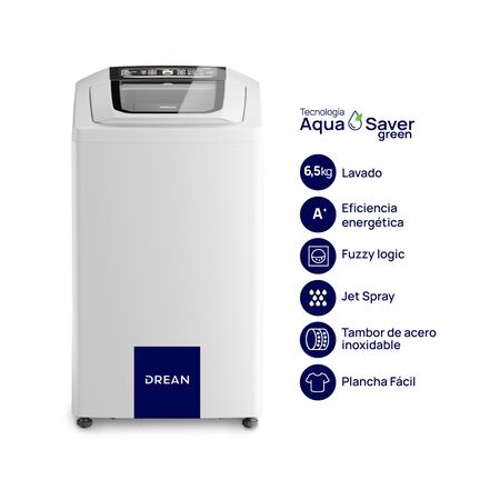 Lavarropas Carga Superior 6,5 Kg 800 RPM Blanco Drean LSDR0680TB0