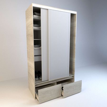 Placard Corredizo 1,20 2 Cajones 2 Zapateros Caoba Tabaco Tables