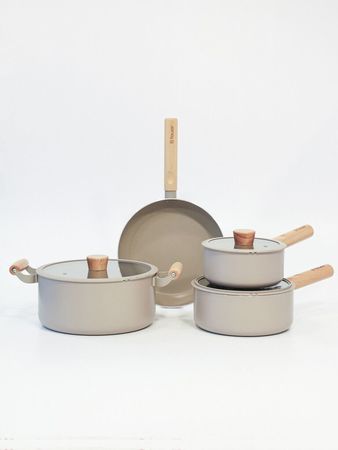 Bateria de cocina Noble 7 piezas vison con mango de madera Feuer