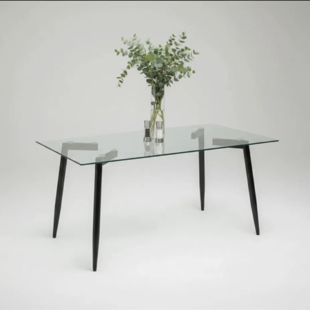 Mesa De Vidrio Rectangular Miami Patas Negras 120x80 Cm