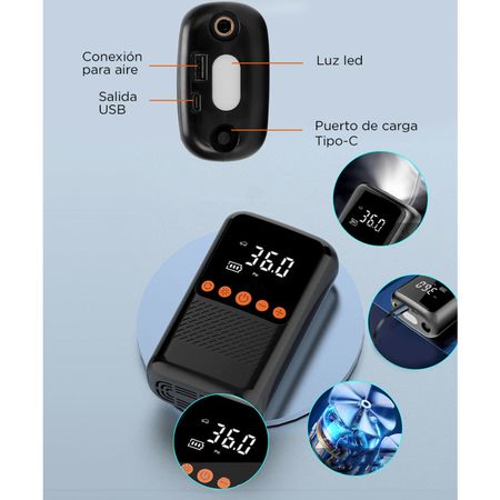 Inflador Inalámbrico Gadnic 12V 4000mAh Compacto