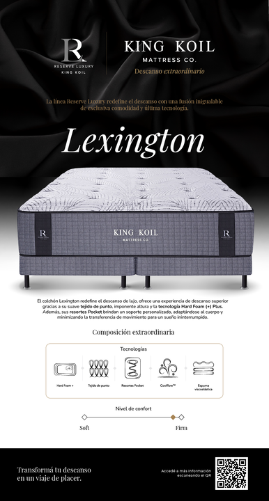 Promo Colchon King Koil Lexington Super King 200x200 Resortes y Espuma Visco Inteligente + Sommier de Regalo - Vista 3
